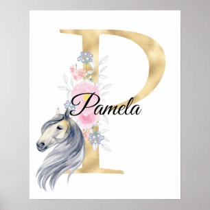 P Buchstabe personalisierter Name Monogramm mit Pf Poster