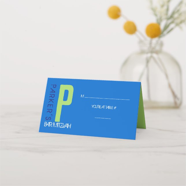 P ERSTE SAMMLUNG Bar Mitzvah Sitzbegleiter Platzkarte (Vorderseite)