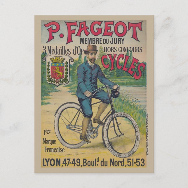 P. Fageot Vintage Poster 1895 Postkarte (Vorderseite)