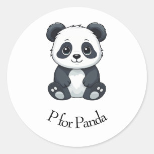 P für Panda Runder Aufkleber