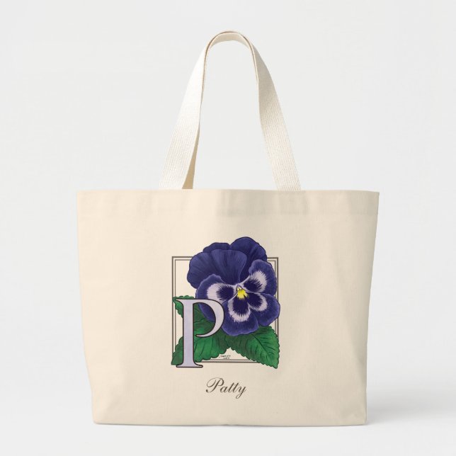 P für Pansy-Blumen-Monogramm Jumbo Stoffbeutel (Vorne)