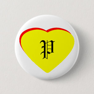 "P" Herz Gelb Rote Hochzeit Einladung das MUSEUM Button