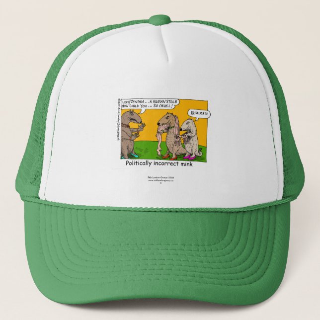 P.I. Mink (Human Stole) Cartoon auf Cap Truckerkappe (Vorderseite)
