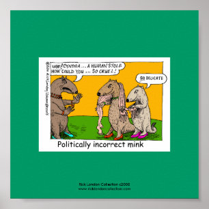 P.I. Mink (Human Stole) Cartoon Gerahmt Print Poster