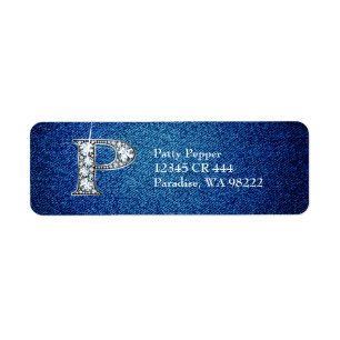 P-Imitate Diamond auf dem Denim-Rücksendeadressenl