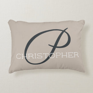 P Initial Personalisiert Name Neutral Taupe Tan Dekokissen