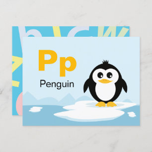 P is for Penguin - Alphabet Flash Card Postkarte