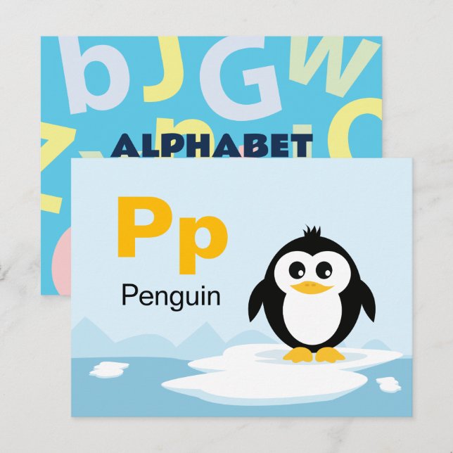 P is for Penguin - Alphabet Flash Card Postkarte (Vorne/Hinten)