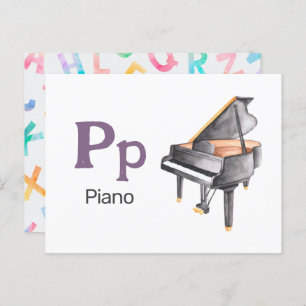 P is for Piano - Alphabet Flash Card Postkarte