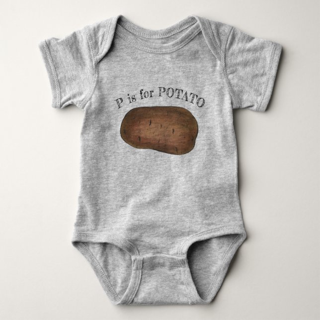 P is for POTATO Hot Baked Idaho Potato Letter P Baby Strampler (Vorderseite)