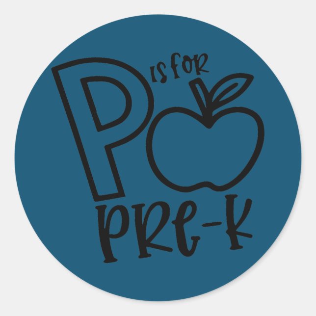 P is for Pre-K Teacher Student First Day School Runder Aufkleber (Vorderseite)