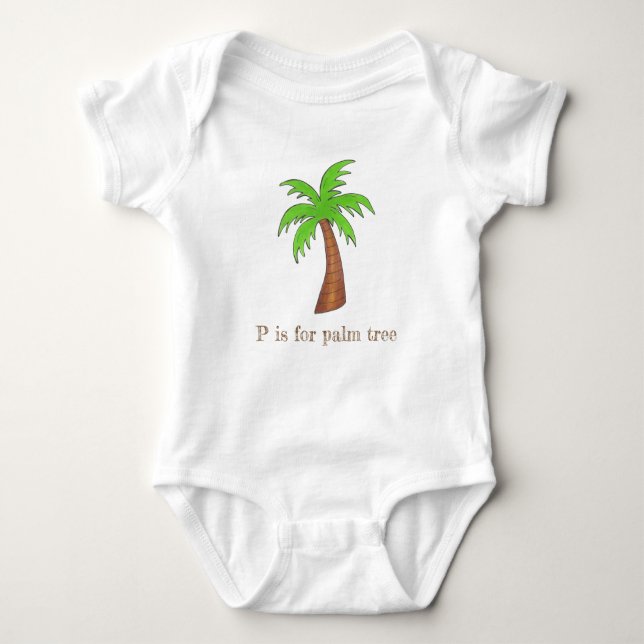 P ist für Palm Tree Tropical Island Palmtree Green Baby Strampler (Vorderseite)