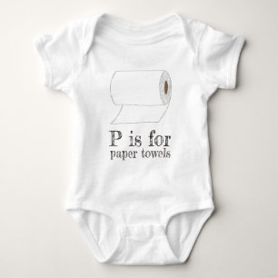 P ist für PAPER TOWELS Kitchen Roll ABCs Baby Strampler