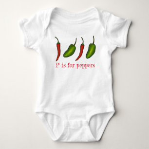 P ist für Paprikaschoten Chili Jalapeño Veggie Let Baby Strampler