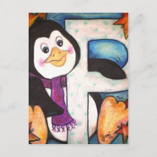 P ist für Penguin Postkarte