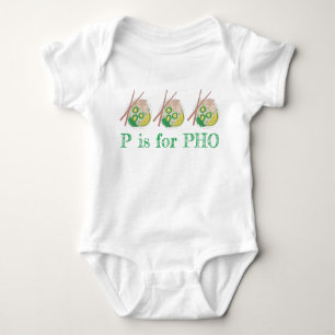 P ist für PHO Alphabet Letter Vietnamese Noodles Baby Strampler