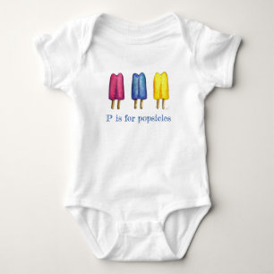 P ist für Popsicles Twin Pop Ice Lolly Letter ABCs Baby Strampler
