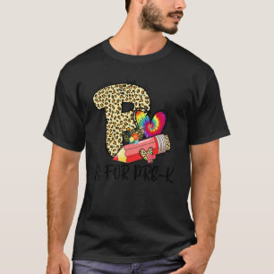 P ist für Pre-K-Kindergärtner Leopard erster Schul T-Shirt