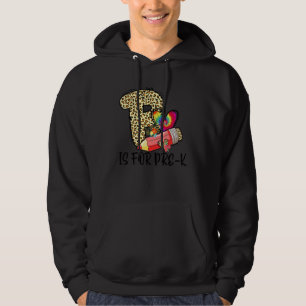 P ist für Pre-K-Kindergärtnerin Leopard erster Sch Hoodie