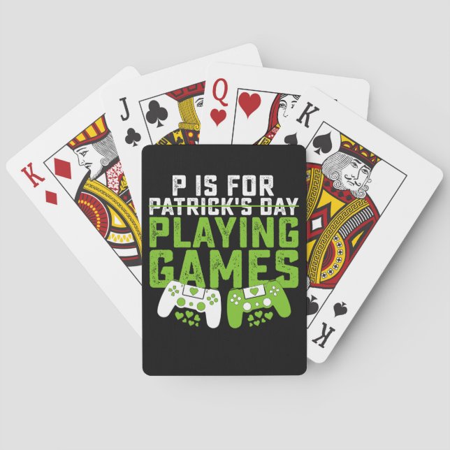 P ist für Spiele Gamer Gaming St Patrick's Spielkarten (Rückseite)