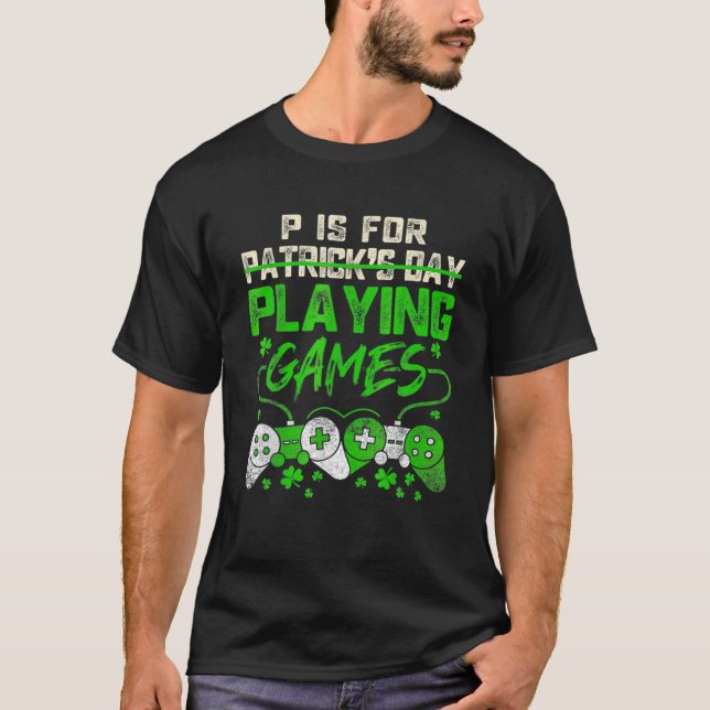 P ist für Videospiele Boys St Patricks Day T-Shirt (Vorderseite)