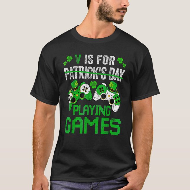 P ist für Videospiele Boys St Patricks Day T-Shirt (Vorderseite)