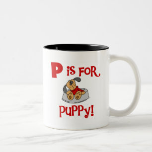 P ist für Welpen-T-Shirts und Geschenke Zweifarbige Tasse