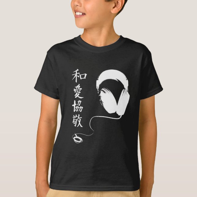 P.L.U.R Kanji-Kopfhörer T-Shirt (Vorderseite)