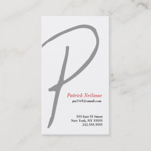 P Letter Alphabet Business Card Grau Visitenkarte