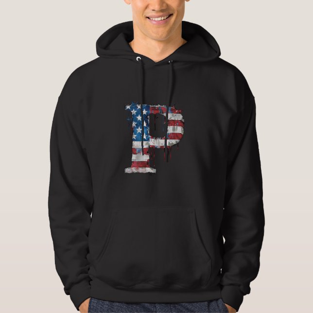 P Letter Initial Monogram Alphabet Patriotic Ameri Hoodie (Vorderseite)