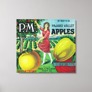 P.M. Apple-Kiste LabelWatsonville, CA Leinwanddruck