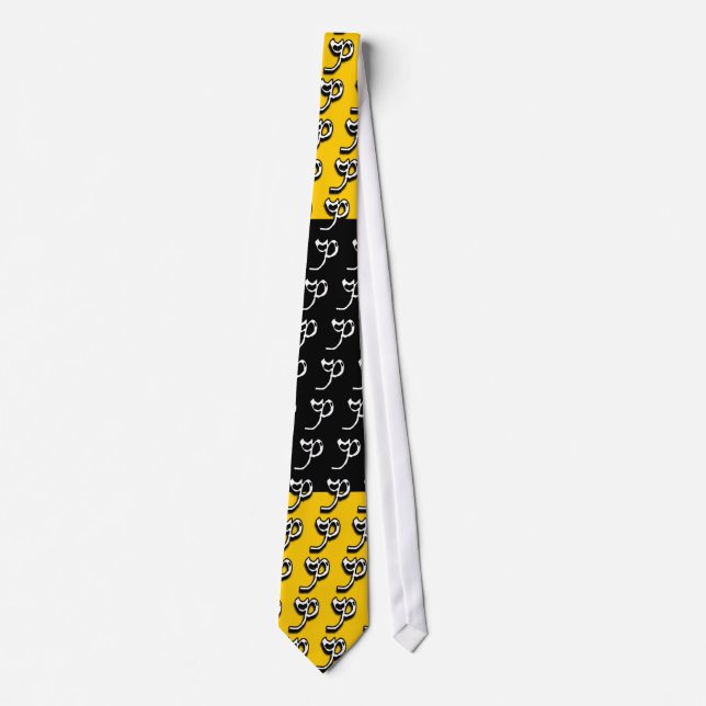 P Monogram Gelbgold und schwarze Krawatte (Vorderseite)
