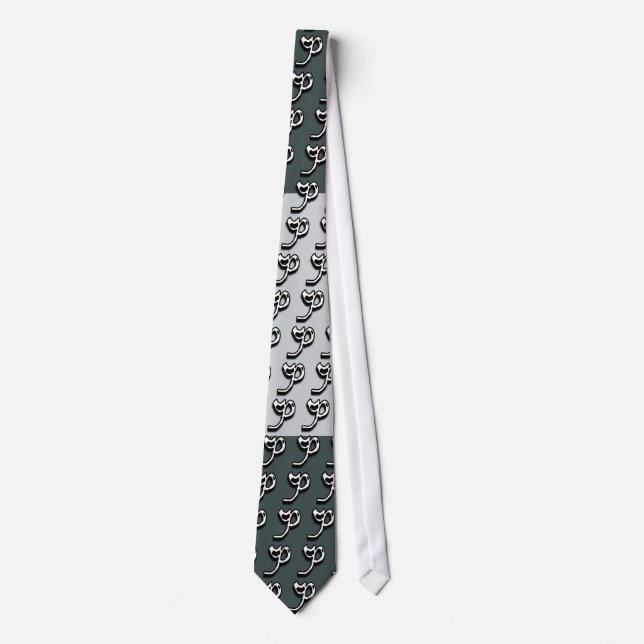 P Monogram Green and Grey Krawatte (Vorderseite)