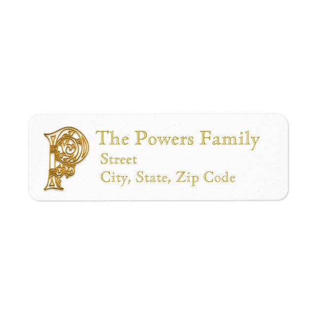 P Monogram "Irish Gold" Design Address Labels (Vorne)