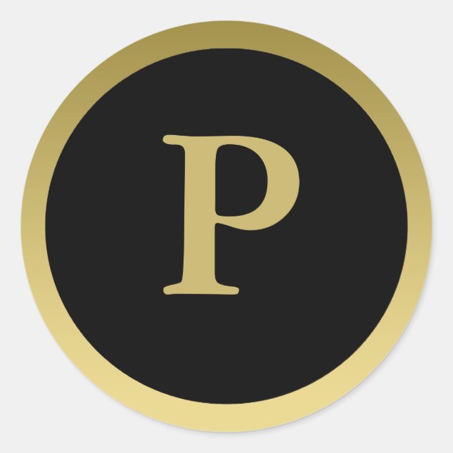 P: Monogram P Elegant Gold und Black Stickers (Vorderseite)