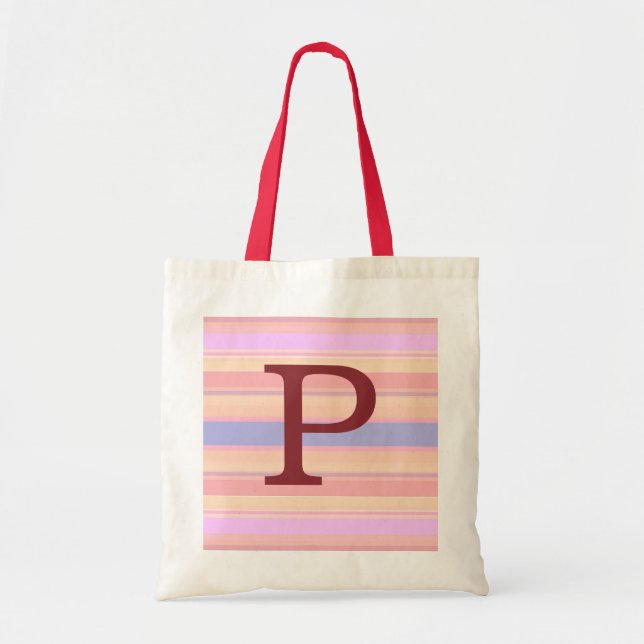 P: Monogram P Summer Stripes Fute Tote Bag Tragetasche (Vorne)