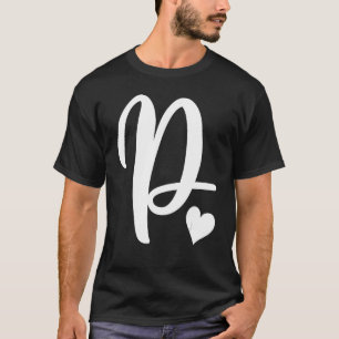 P Monogramm Anfangsdosis minimales Herz g T-Shirt