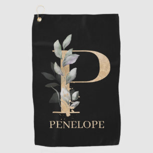 P Monogramm Floral Personalisiert Golfhandtuch