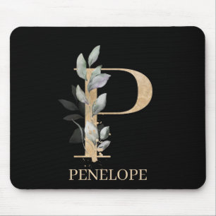 P Monogramm Floral Personalisiert Mousepad