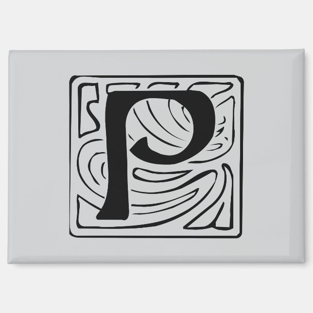 P Monogramm schwarz Magnet (Vorderseite)