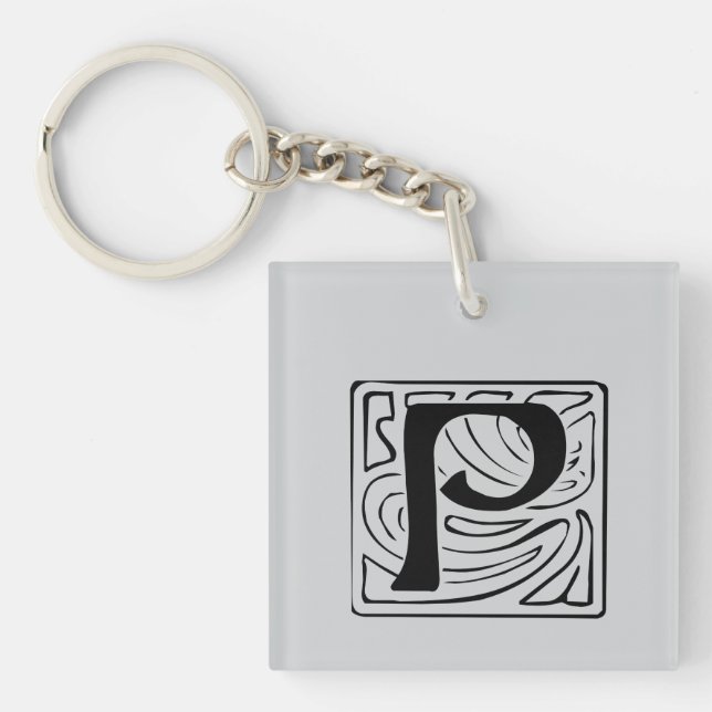P Monogramm schwarz Schlüsselanhänger (Vorderseite)