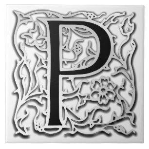 P-Monogramm-"Silber Besque" Keramik-Fliese Fliese