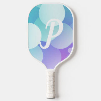 P Name Pickleball Paddle Lila Blue Buble Modern