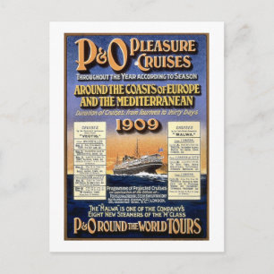P&O Pleasure Cruises - Vintage Travel Poster Postkarte