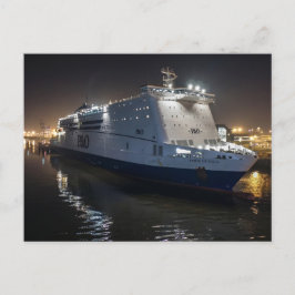 P&O Pride of Hull Fähre bei Nacht Postkarte