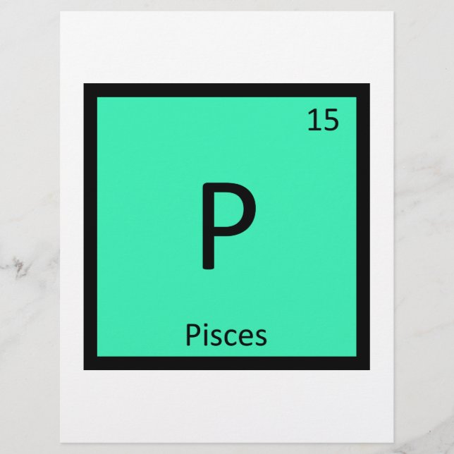 P - Pisces Zodiac Sign Chemistry Periodic Tabelle (Vorderseite)