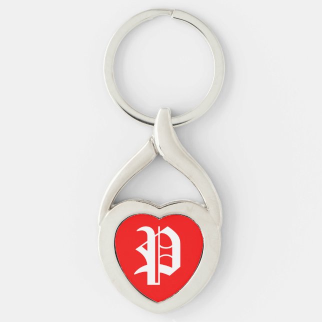 "P" Red Heart Schlüsselanhänger (Vorderseite)