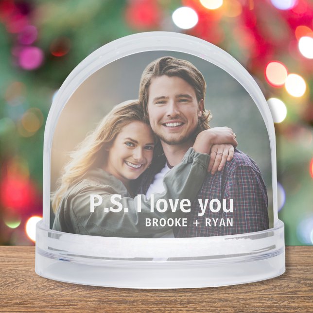 P.S. I Liebe Sie Romantische Couple Foto Custom Schneekugeln (Von Creator hochgeladen)