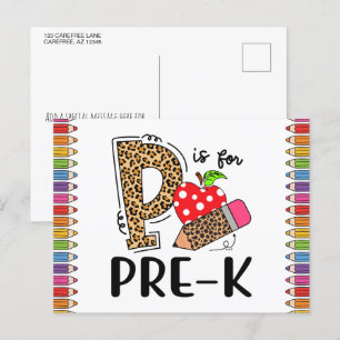 P steht für PRE-K Rückkehr zur Schule Lehrer Postkarte