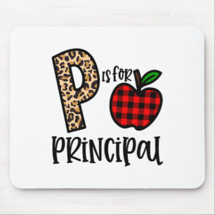 P steht für Schulleiter Leopard Plaid Lustig Ck Zu Mousepad